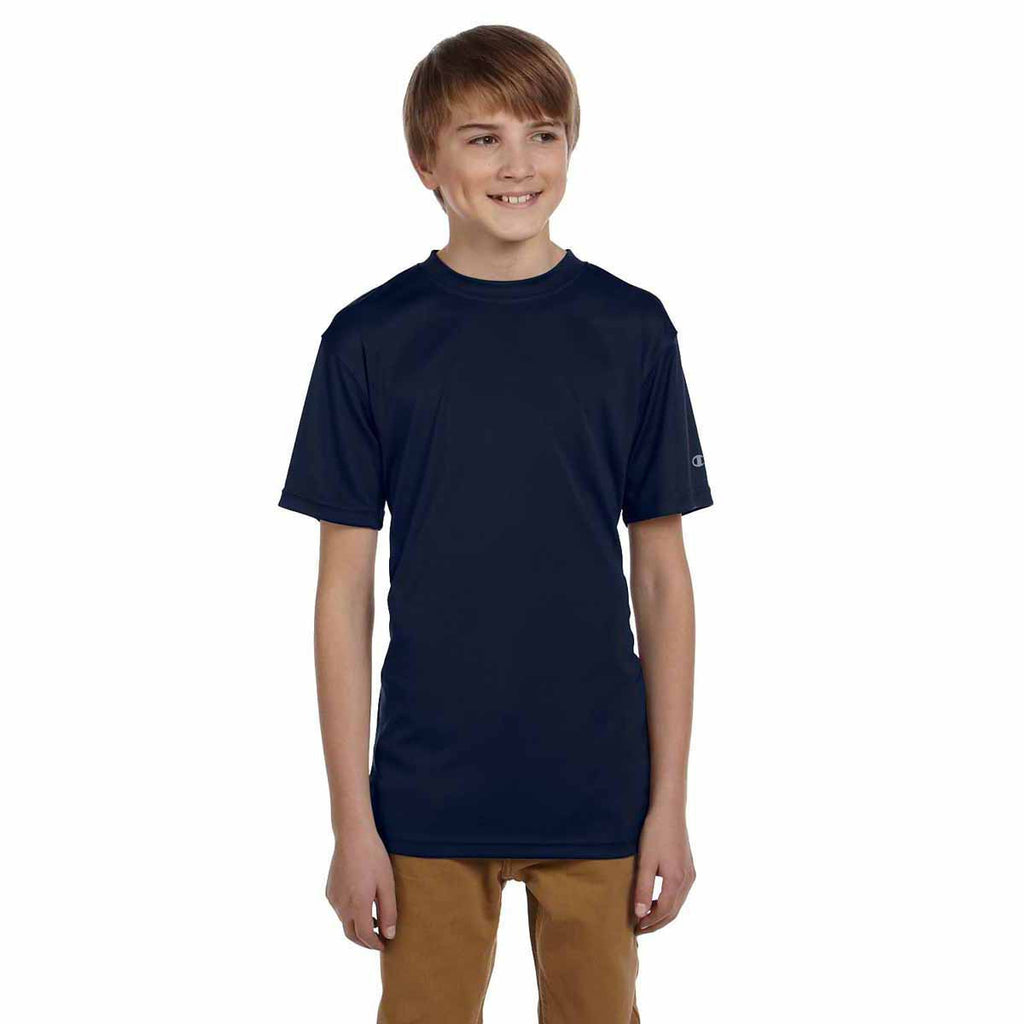 Champion Youth Navy Double Dry 4.1-Ounce Interlock T-Shirt