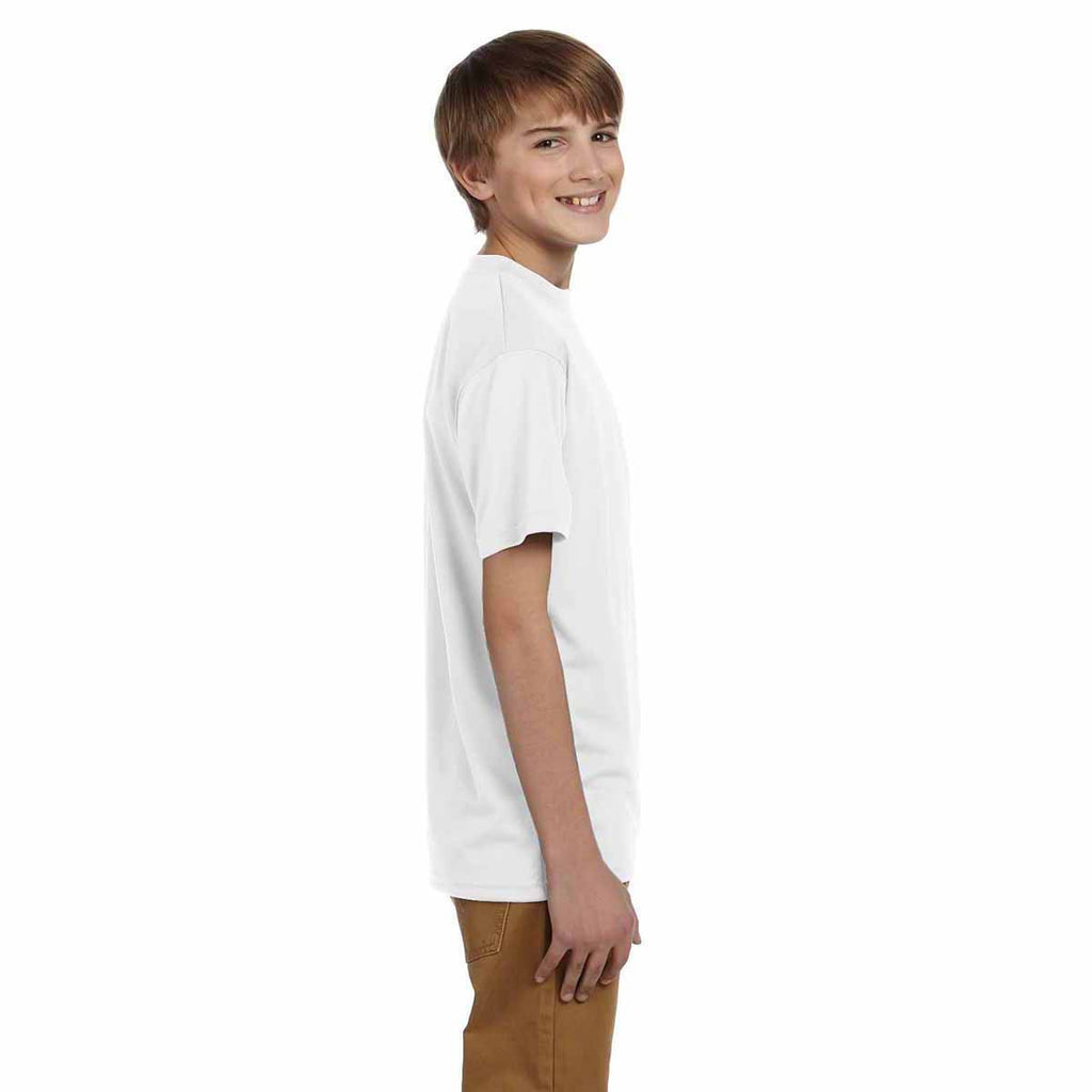 Champion Youth White Double Dry 4.1-Ounce Interlock T-Shirt