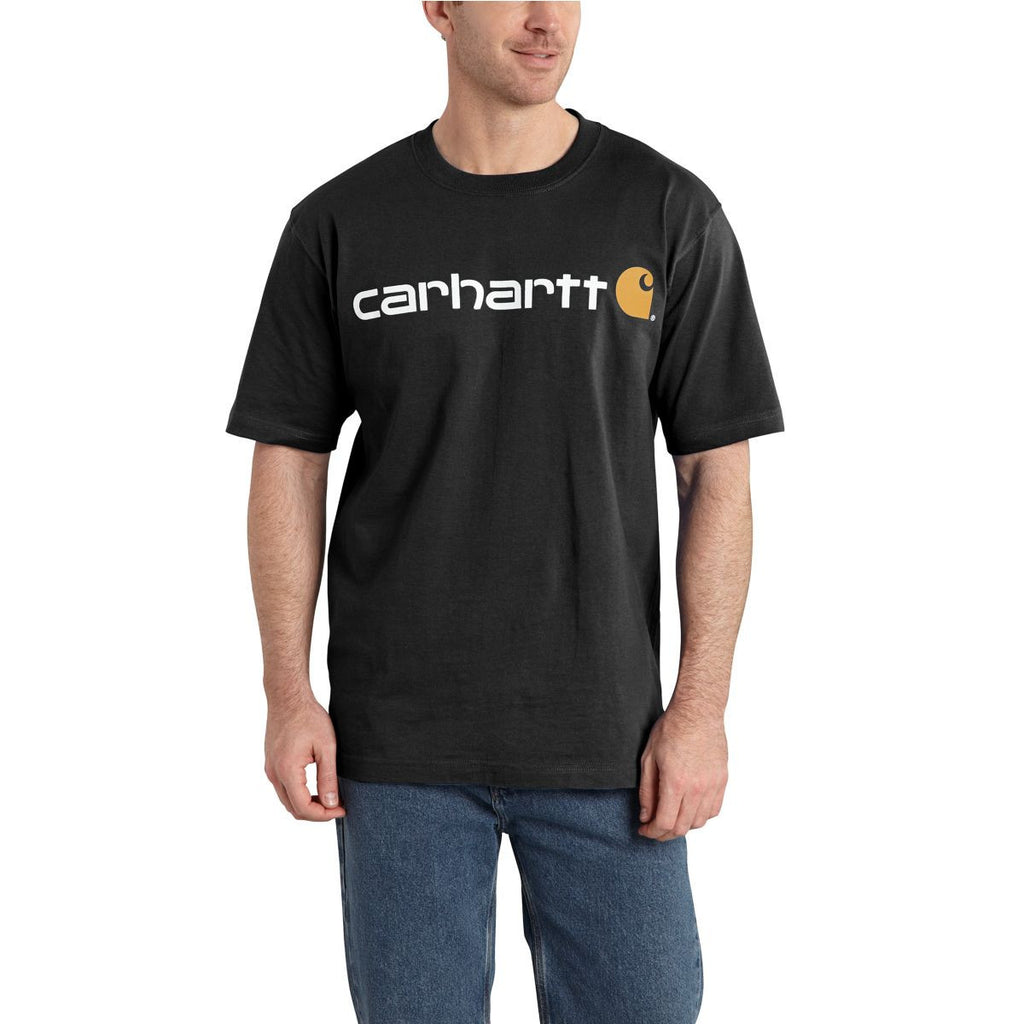 Carhartt Men's Black Signature Logo Short Sleeve T-Shirt