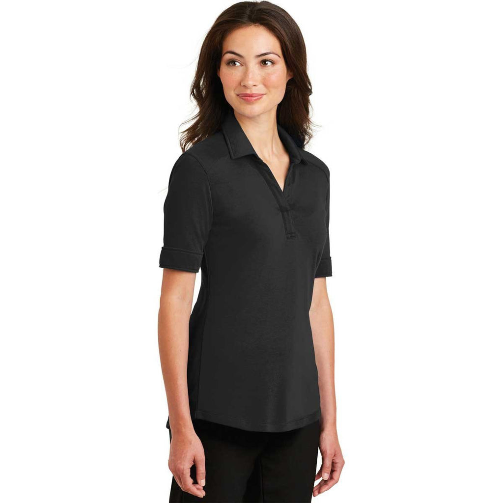 Port Authority Women's Black Silk Touch Interlock Performance Polo