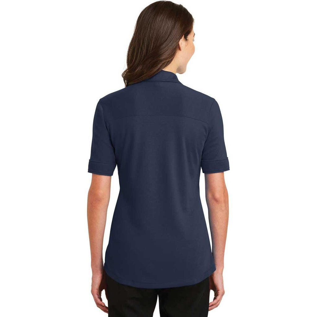 Port Authority Women's Navy Silk Touch Interlock Performance Polo