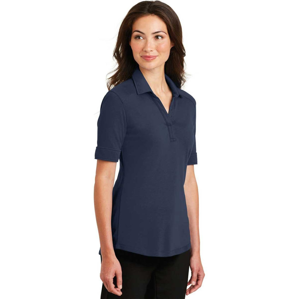 Port Authority Women's Navy Silk Touch Interlock Performance Polo