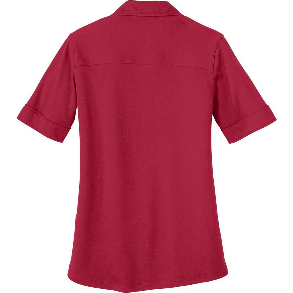 Port Authority Women's Rich Red Silk Touch Interlock Performance Polo