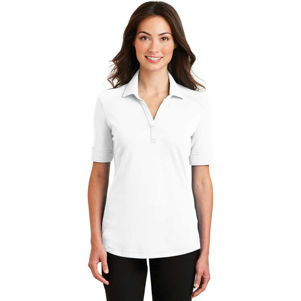 Port Authority Women's White Silk Touch Interlock Performance Polo