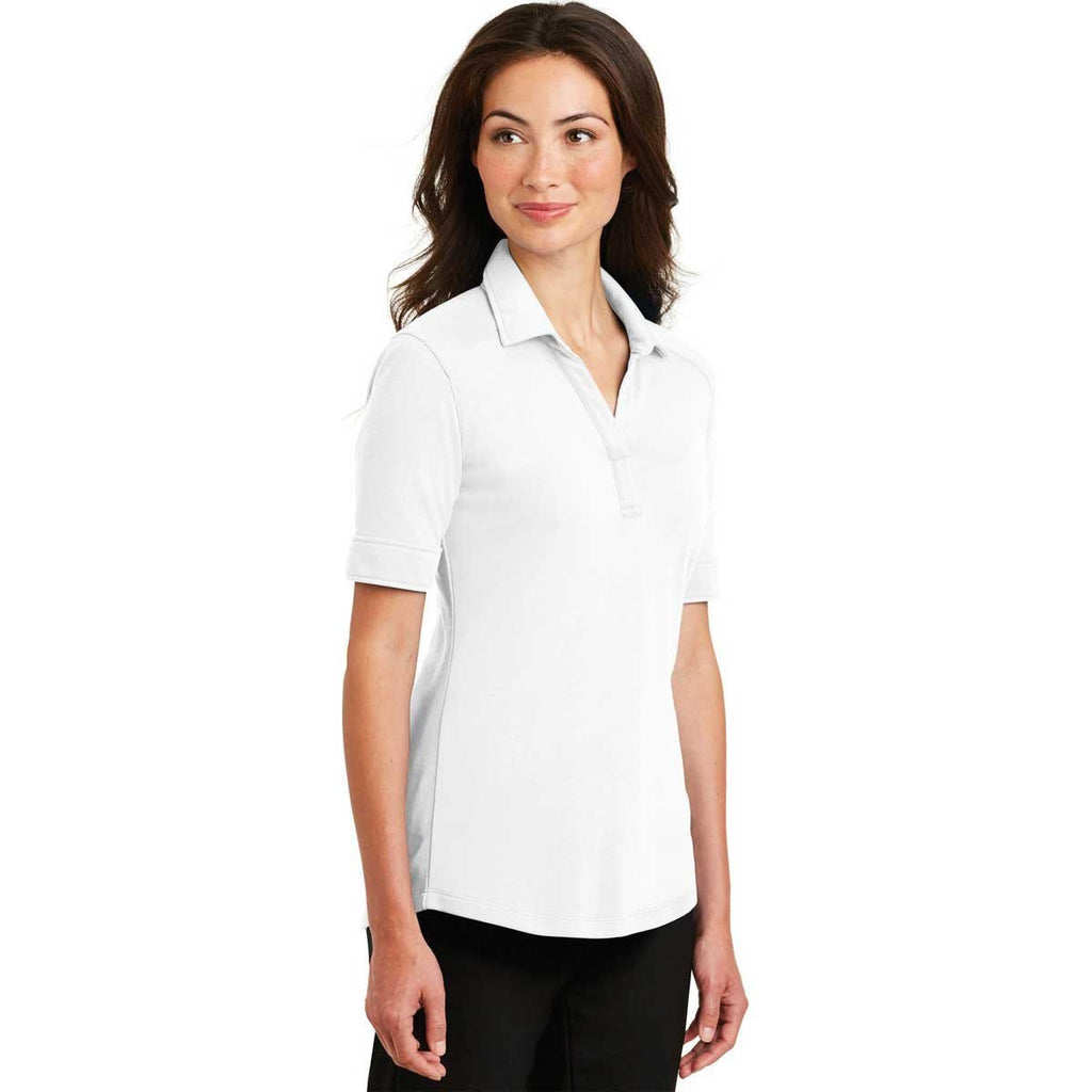 Port Authority Women's White Silk Touch Interlock Performance Polo