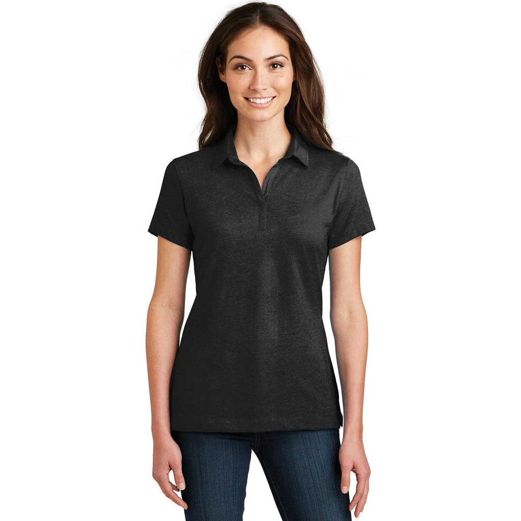 Port Authority Women's Black Meridian Cotton Blend Polo