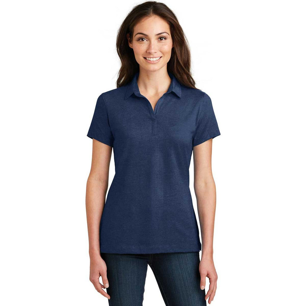 Port Authority Women's Estate Blue Meridian Cotton Blend Polo