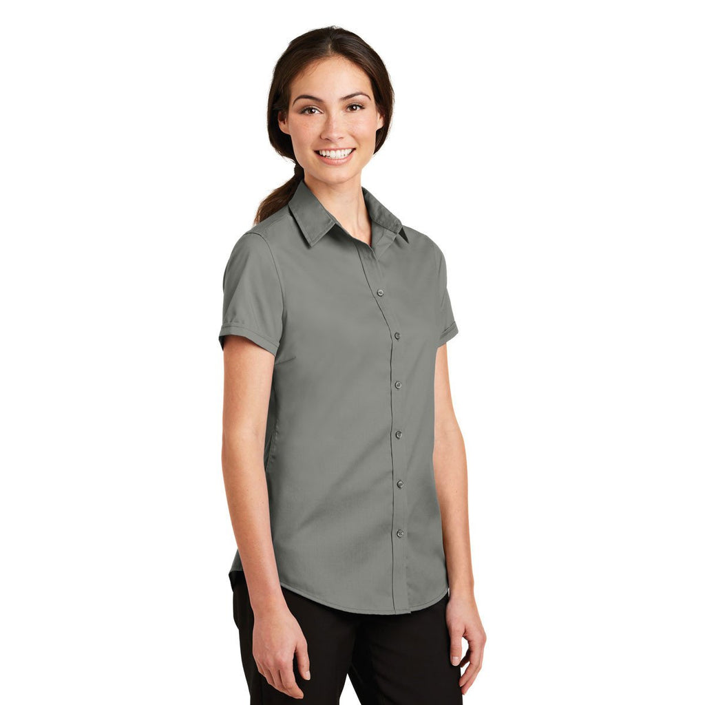 Port Authority Women's Monument Grey Short Sleeve SuperPro Twill Shirt