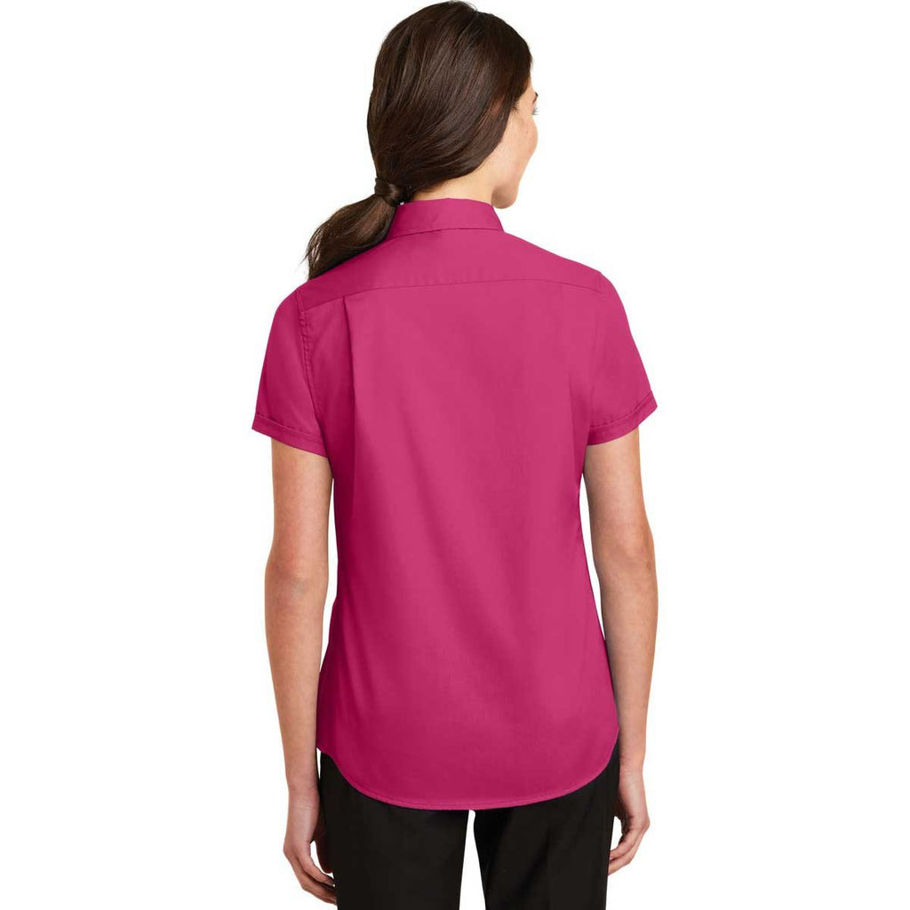 Port Authority Women's Pink Azalea Short Sleeve SuperPro Twill Shirt