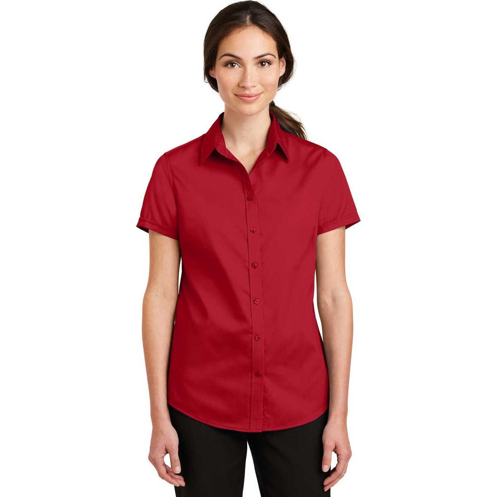 Port Authority Women's Rich Red Short Sleeve SuperPro Twill Shirt