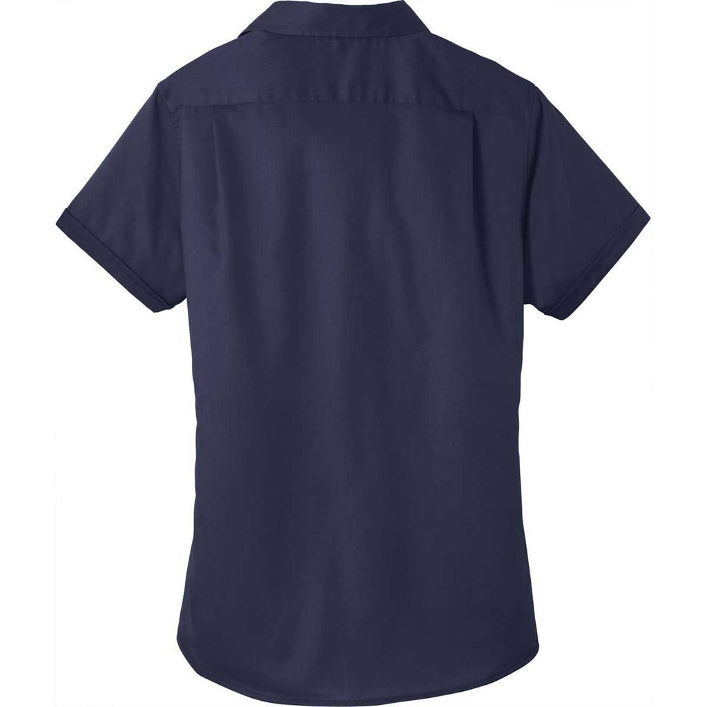 Port Authority Women's True Navy Short Sleeve SuperPro Twill Shirt