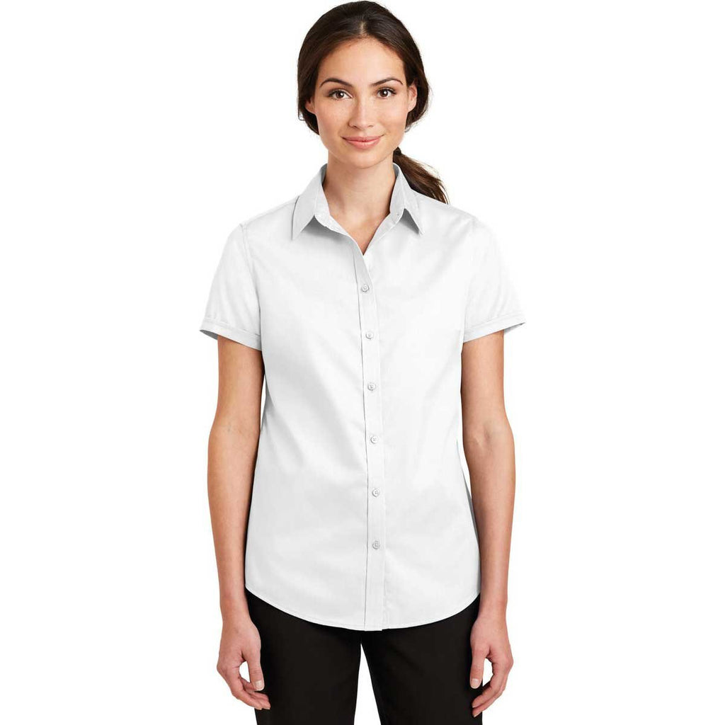 Port Authority Women's White Short Sleeve SuperPro Twill Shirt