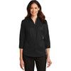 Port Authority Women's Black 3/4-Sleeve SuperPro Twill Shirt