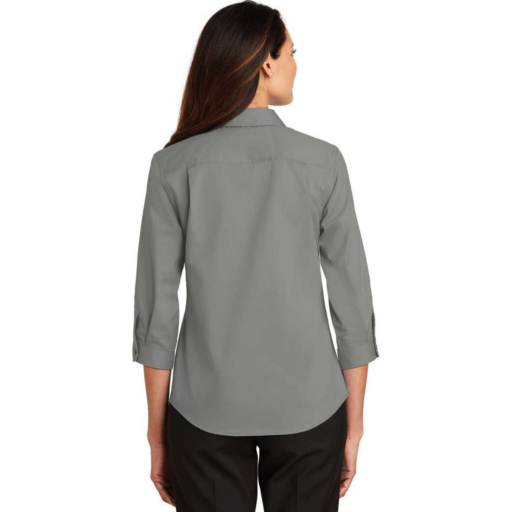 Port Authority Women's Monument Grey 3/4-Sleeve SuperPro Twill Shirt