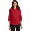 Port Authority Women's Rich Red 3/4-Sleeve SuperPro Twill Shirt