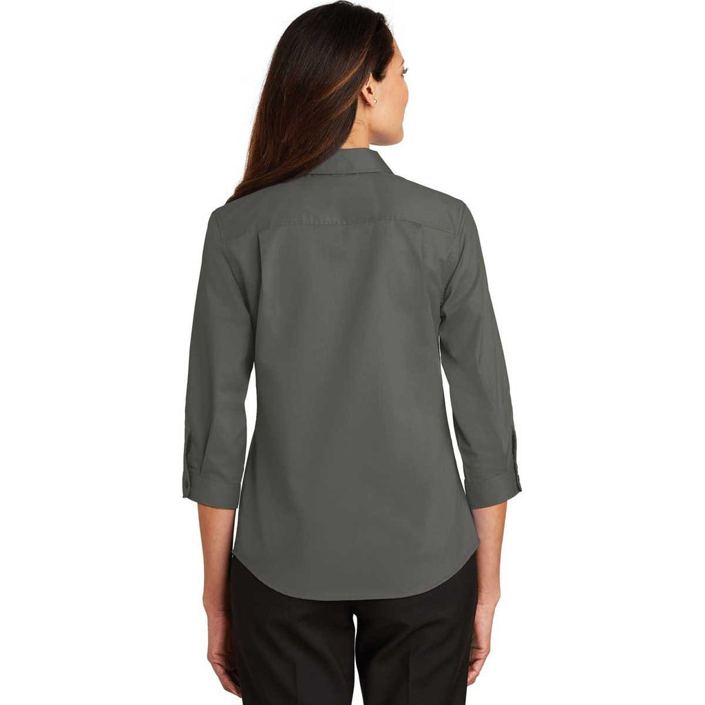 Port Authority Women's Sterling Grey 3/4-Sleeve SuperPro Twill Shirt