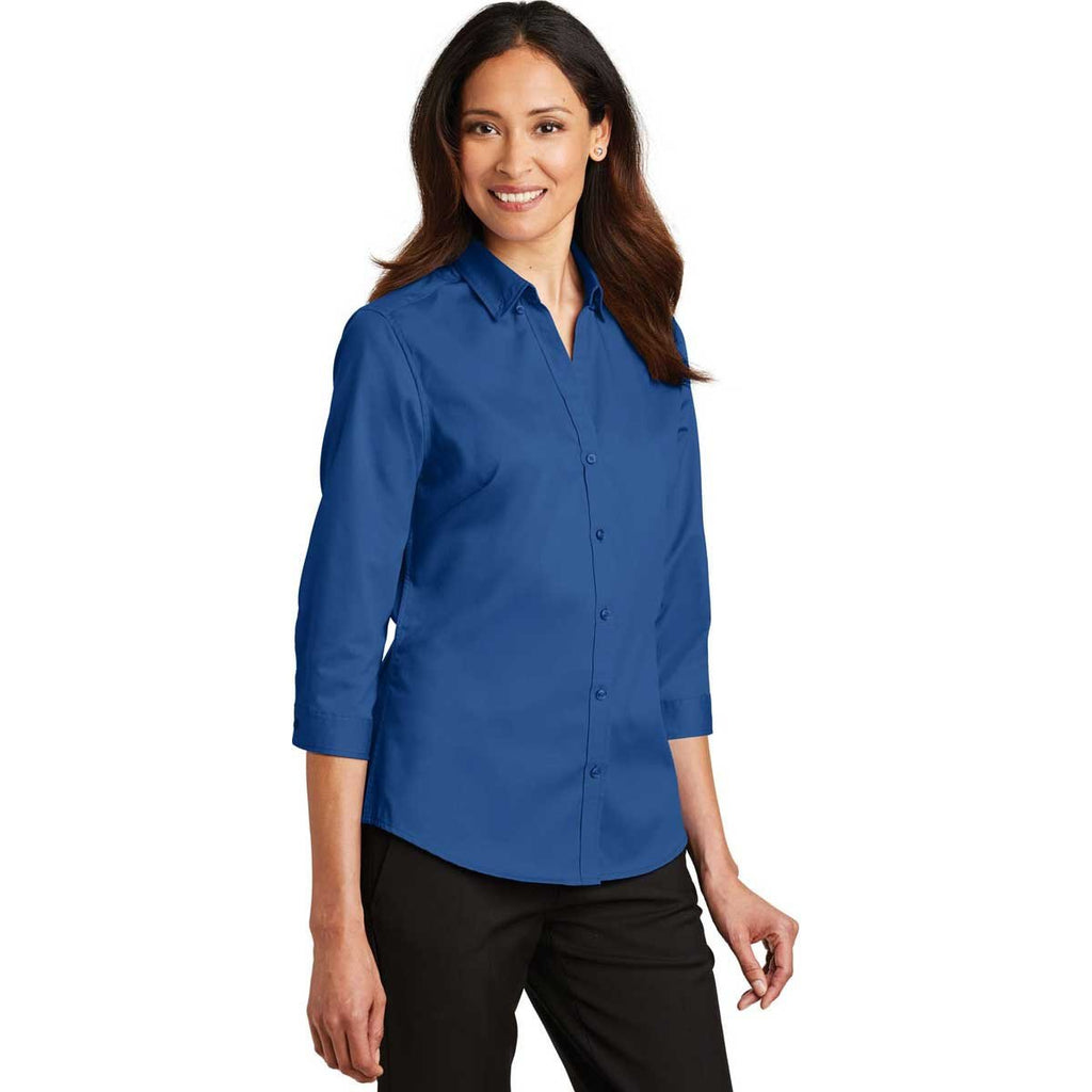 Port Authority Women's True Blue 3/4-Sleeve SuperPro Twill Shirt