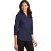 Port Authority Women's True Navy 3/4-Sleeve SuperPro Twill Shirt