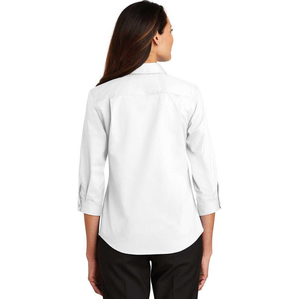 Port Authority Women's White 3/4-Sleeve SuperPro Twill Shirt