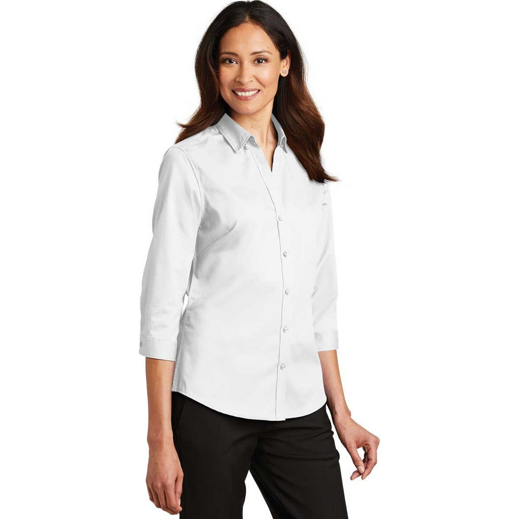 Port Authority Women's White 3/4-Sleeve SuperPro Twill Shirt