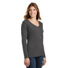 Port & Company Women's Charcoal Long Sleeve Fan Favorite V-Neck Tee