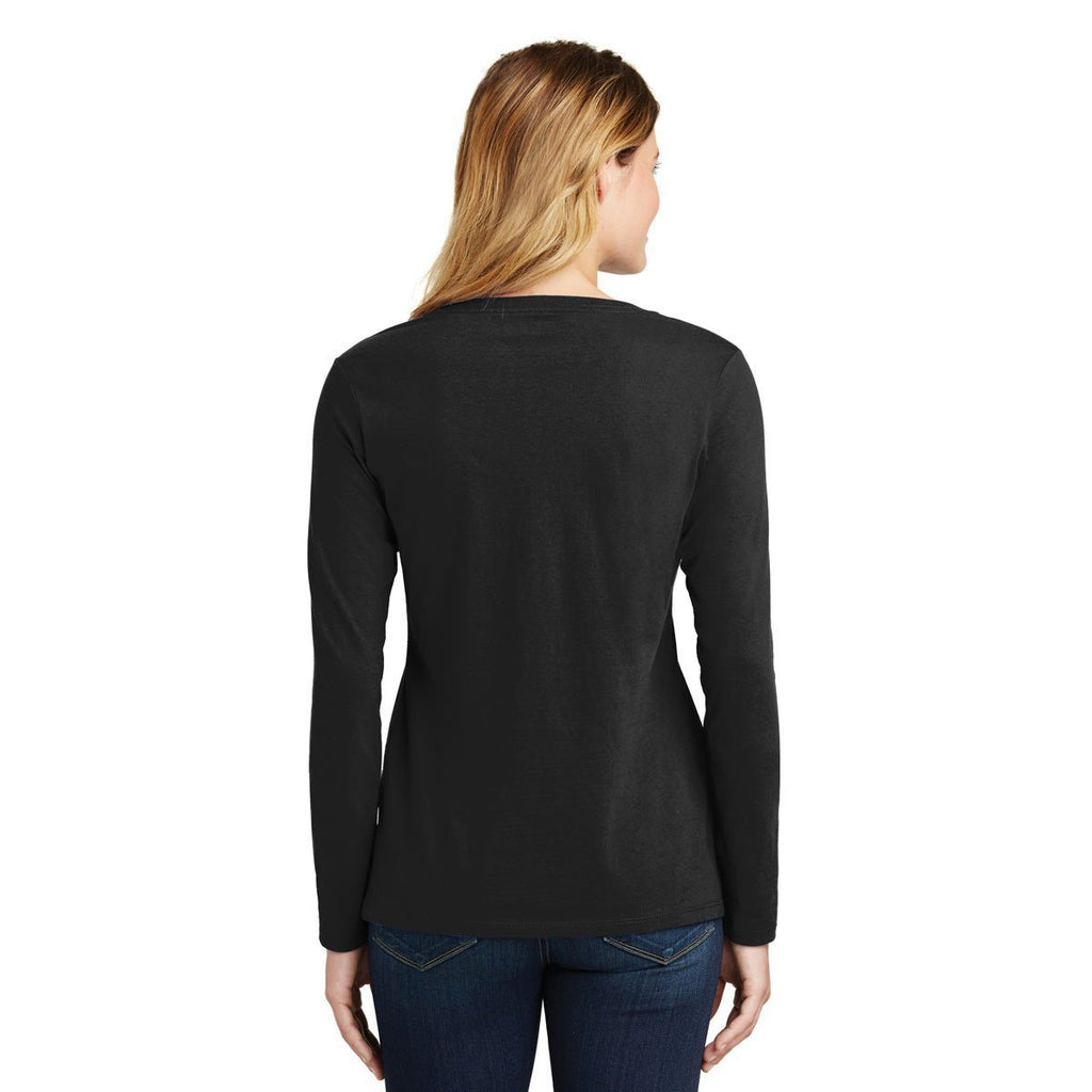 Port & Company Women's Jet Black Long Sleeve Fan Favorite V-Neck Tee