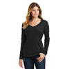 Port & Company Women's Jet Black Long Sleeve Fan Favorite V-Neck Tee