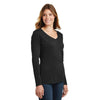 Port & Company Women's Jet Black Long Sleeve Fan Favorite V-Neck Tee