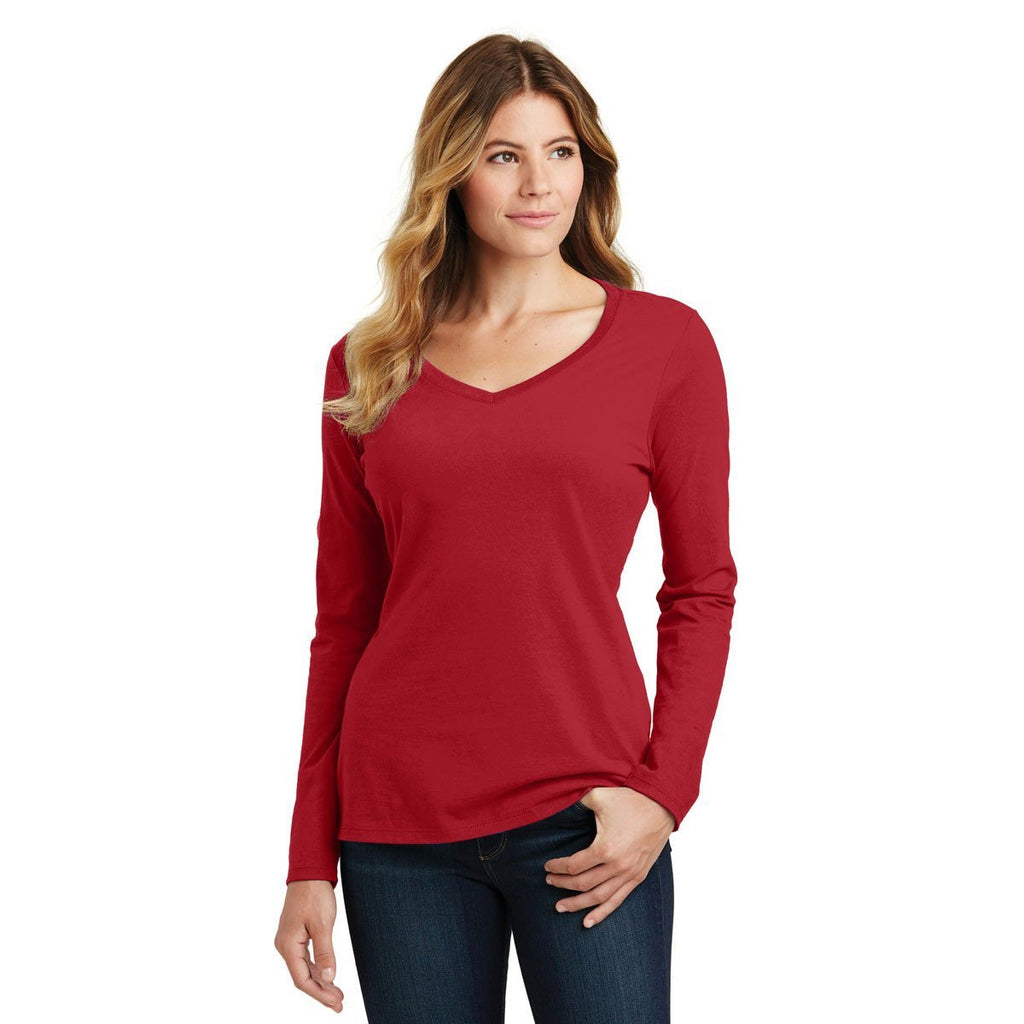 Port & Company Women's Team Cardinal Long Sleeve Fan Favorite V-Neck Tee