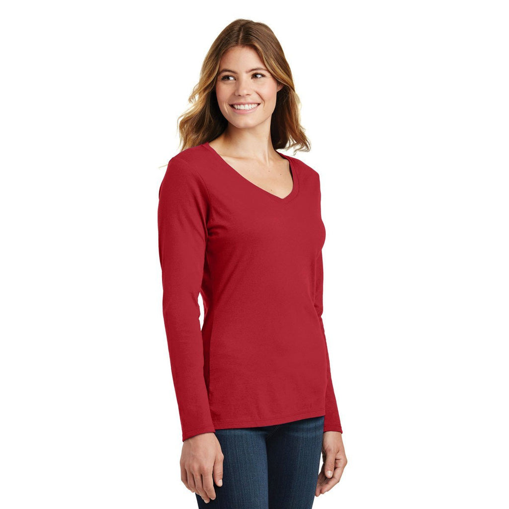 Port & Company Women's Team Cardinal Long Sleeve Fan Favorite V-Neck Tee