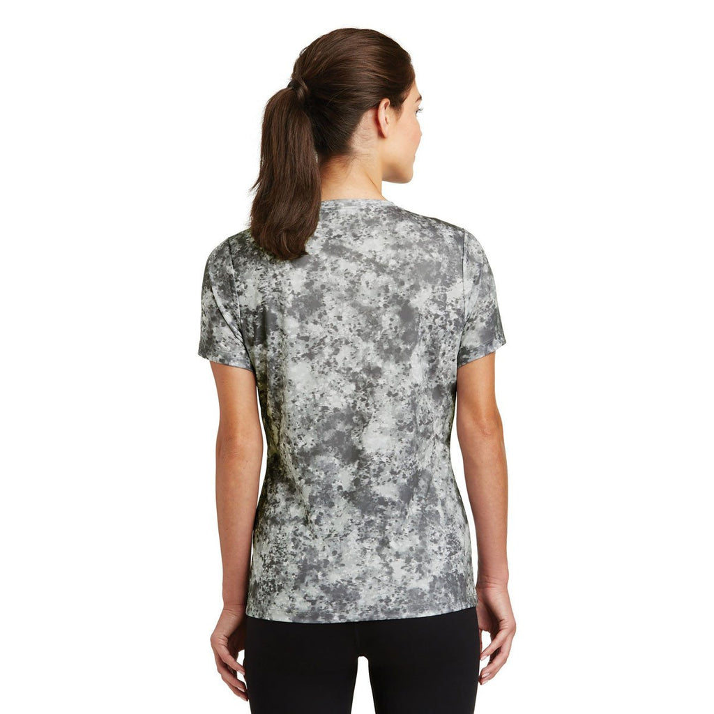 Sport-Tek Women's Dark Smoke Grey Mineral Freeze Scoop Neck Tee