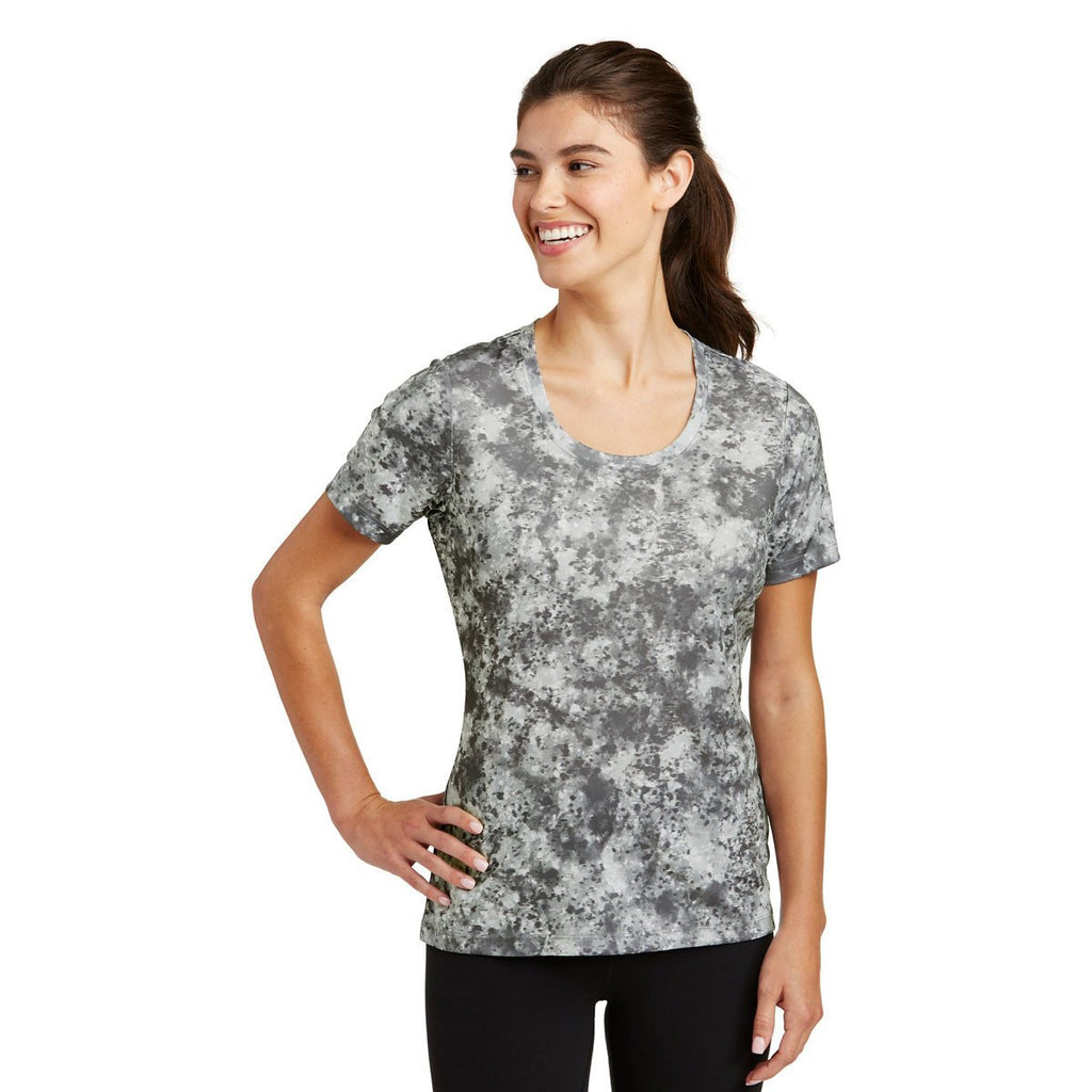 Sport-Tek Women's Dark Smoke Grey Mineral Freeze Scoop Neck Tee