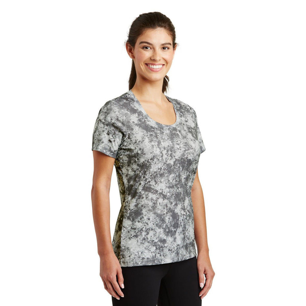 Sport-Tek Women's Dark Smoke Grey Mineral Freeze Scoop Neck Tee