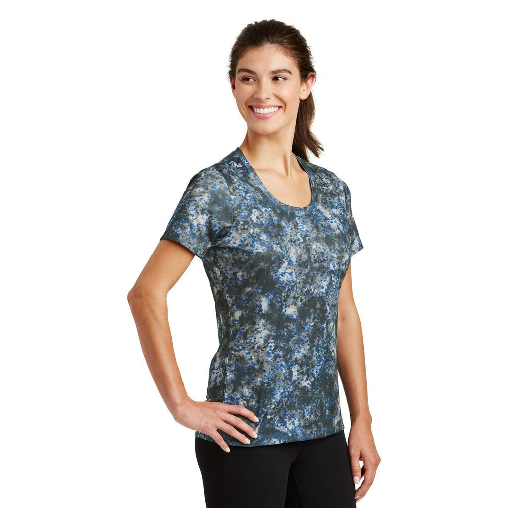 Sport-Tek Women's True Royal Mineral Freeze Scoop Neck Tee