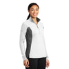 Sport-Tek Women's White/Charcoal Grey Heather Sport-Wick Stretch Contrast 1/2-Zip Pullover