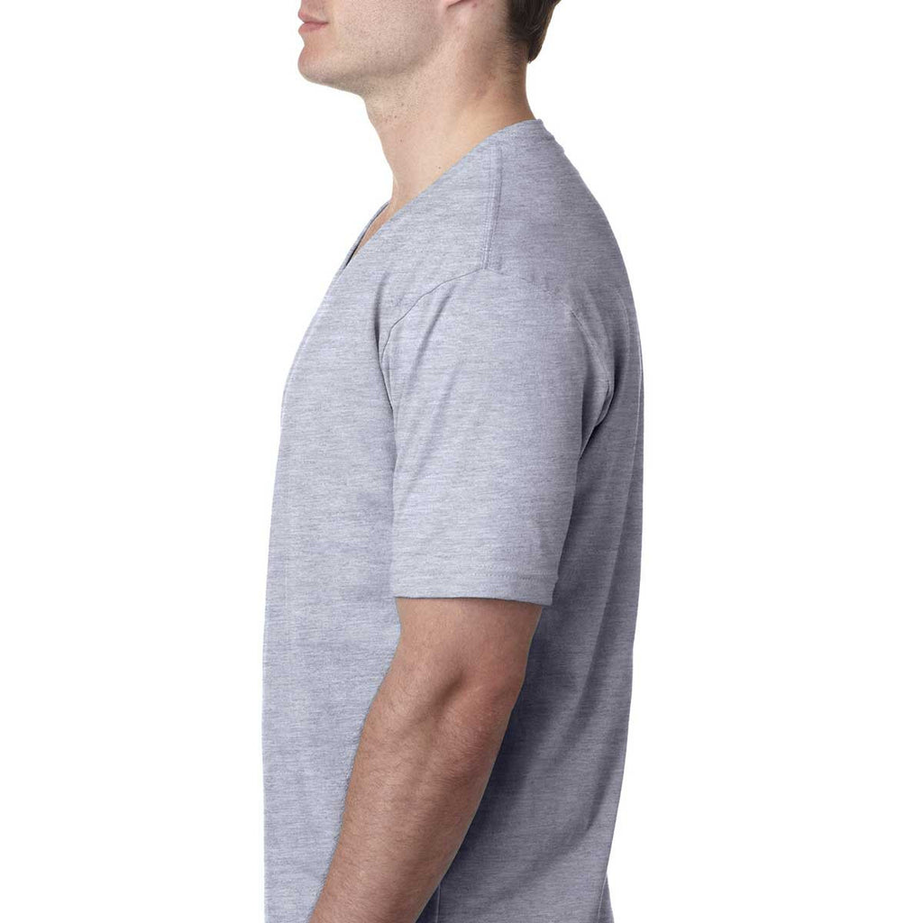 Next Level Men's Heather Gray Premium Fitted Short-Sleeve V-Neck Tee