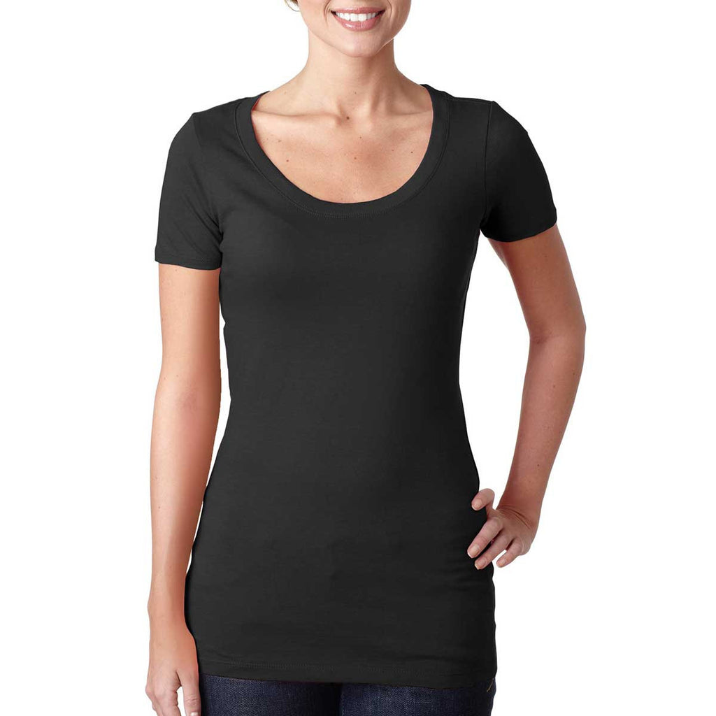 N3530 Next Level Women's Black Scoop Neck Tee