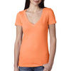 Next Level Women's Neon Heather Orange Deep V-Neck Tee