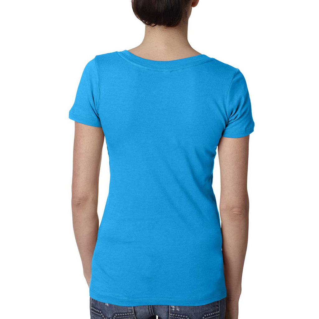 Next Level Women's Turquoise Deep V-Neck Tee