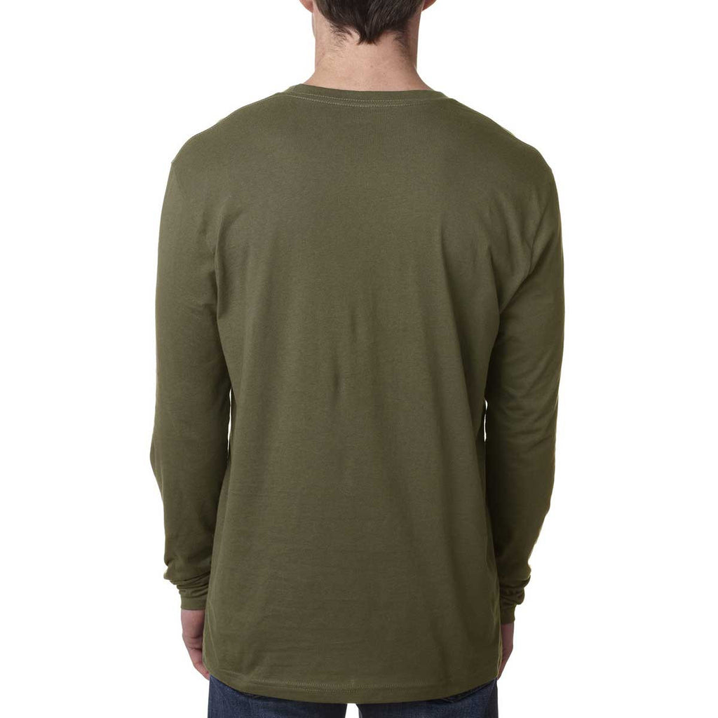 Next Level Men's Military Green Premium Fitted Long-Sleeve Crew Tee