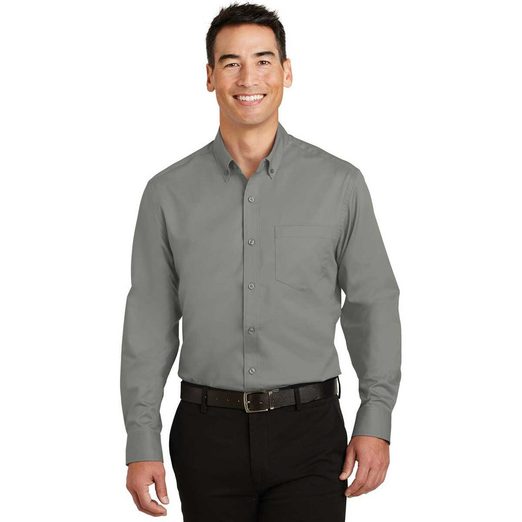 Port Authority Men's Monument Grey SuperPro Twill Shirt