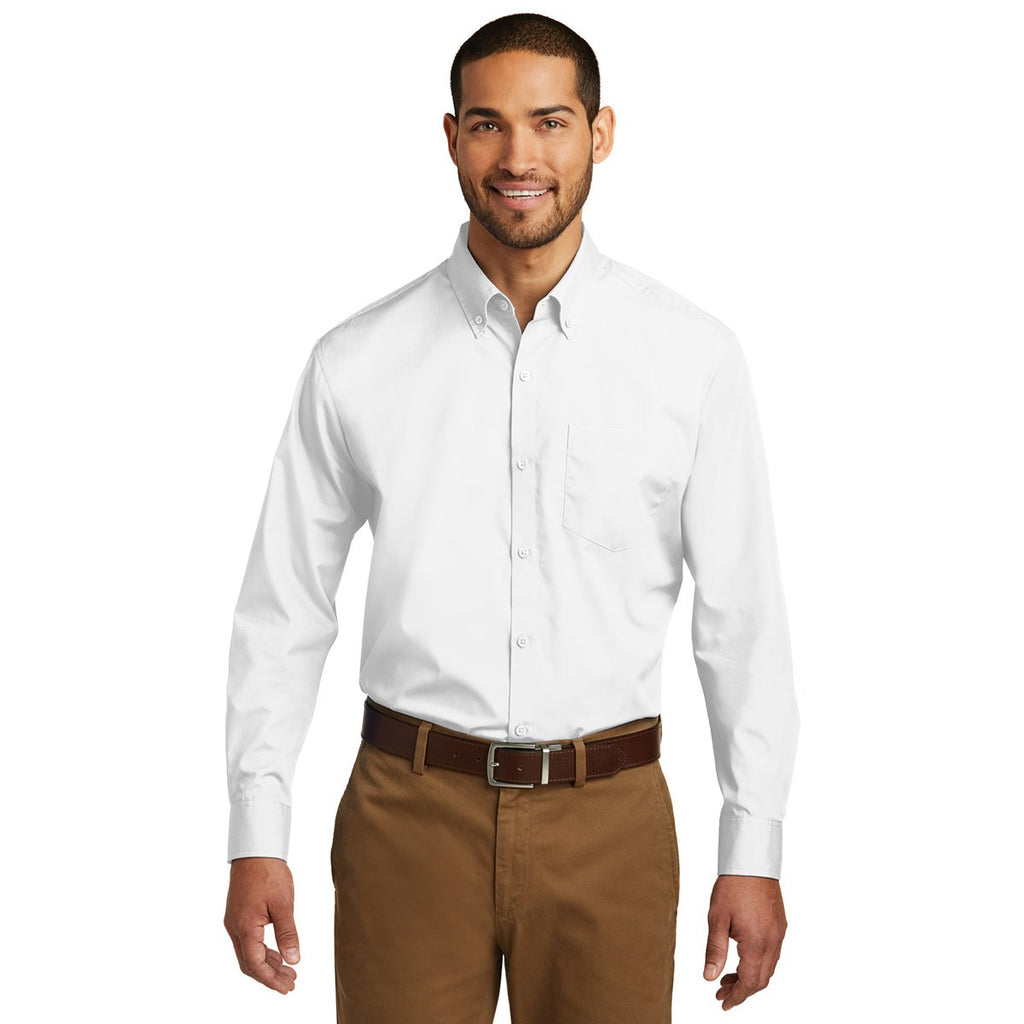 Port Authority Men's White Tall Long Sleeve Carefree Poplin Shirt