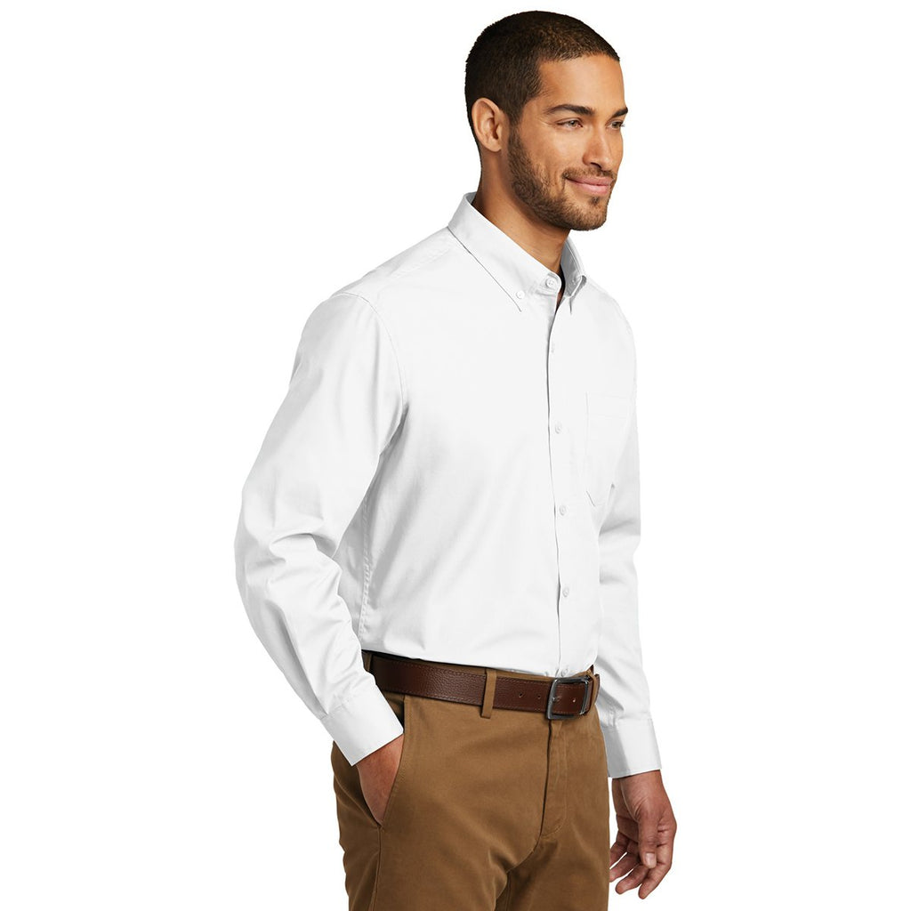 Port Authority Men's White Tall Long Sleeve Carefree Poplin Shirt