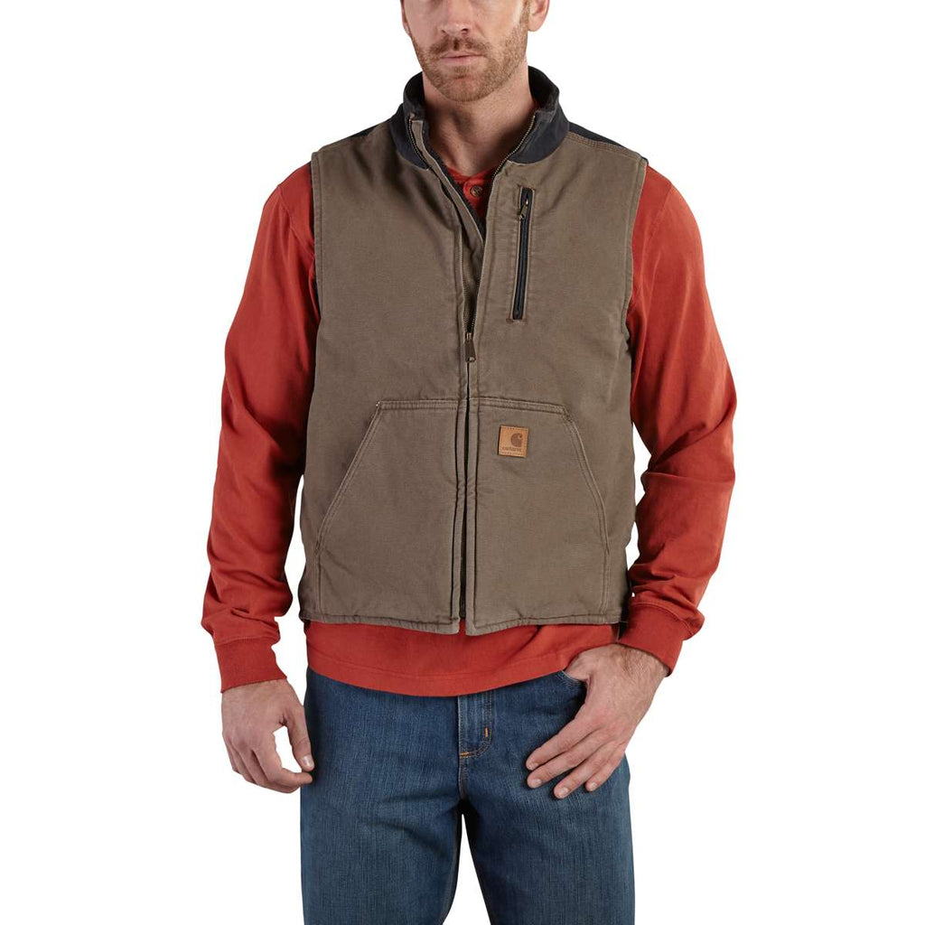 Carhartt Men's Tall Light Brown/Black Mock Neck Vest