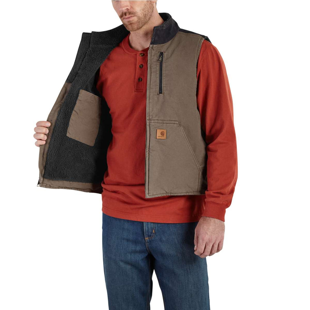 Carhartt Men's Tall Light Brown/Black Mock Neck Vest