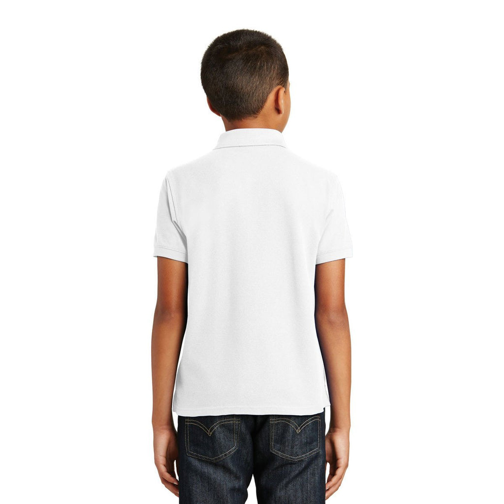 Port Authority Youth White Core Classic Pique Polo